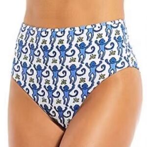 Roller Rabbit Monkey Print High Waisted Bikini Bottoms Size XS